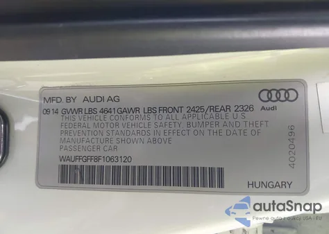 2015 Audi S3 2.0T Premium Plus from USA, damaged, VIN WAUFFGFF8F1063120